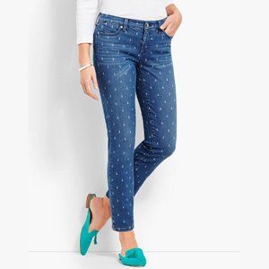 Talbots Flawless Denim Slim Ankle Mid Rise Jeans with Anchor Print